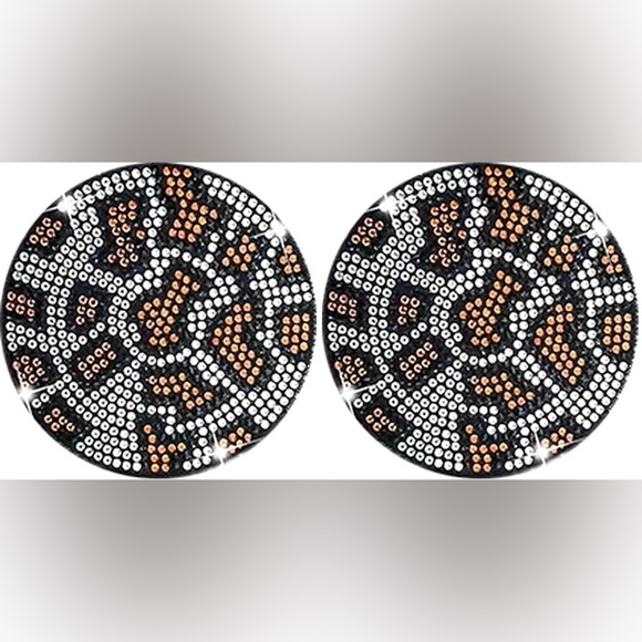 4pc bling leopard print car coasters - Picture 3 of 7